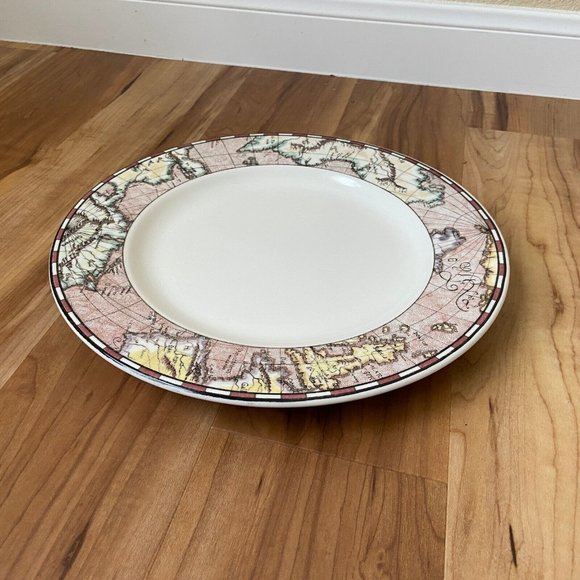 Syracuse Serving Plate Roman World Map Pattern Diameter: 12'' Made In USA Rare - Picture 5 of 9